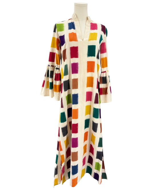 De Castro Moda colorful checkered maxi tunic dress 