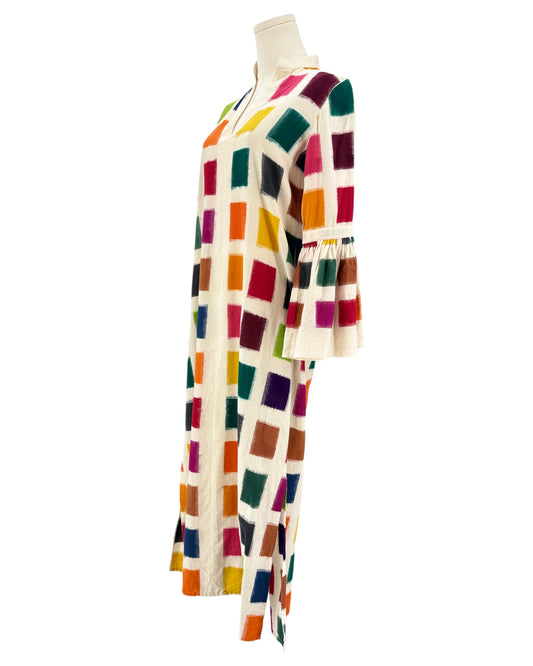 De Castro Moda colorful checkered maxi tunic dress 