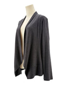 Gray cardigan on a mannequin against a white background