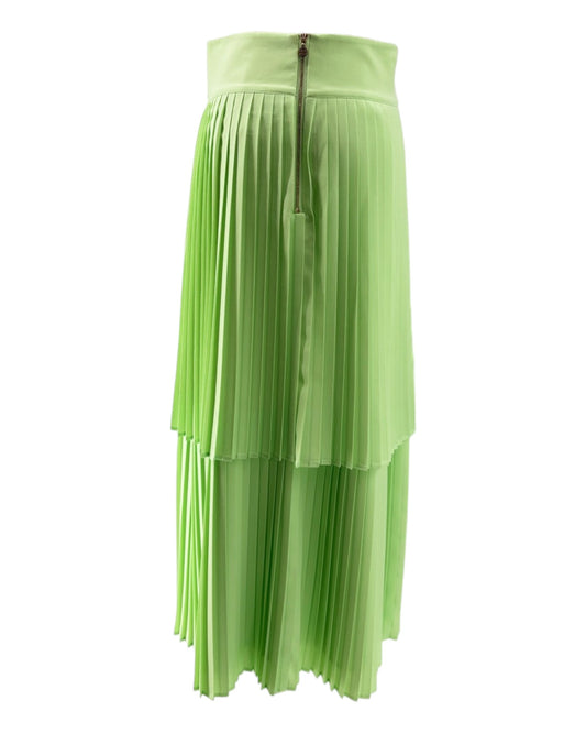 Green pleated skirt on a white background