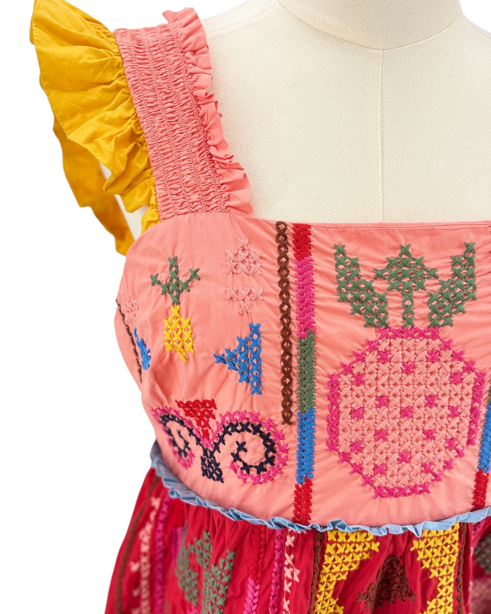 Farm Rio colorful embroidered dress 
