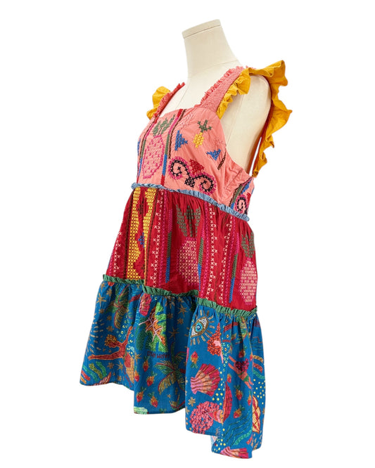 Farm Rio colorful embroidered dress 