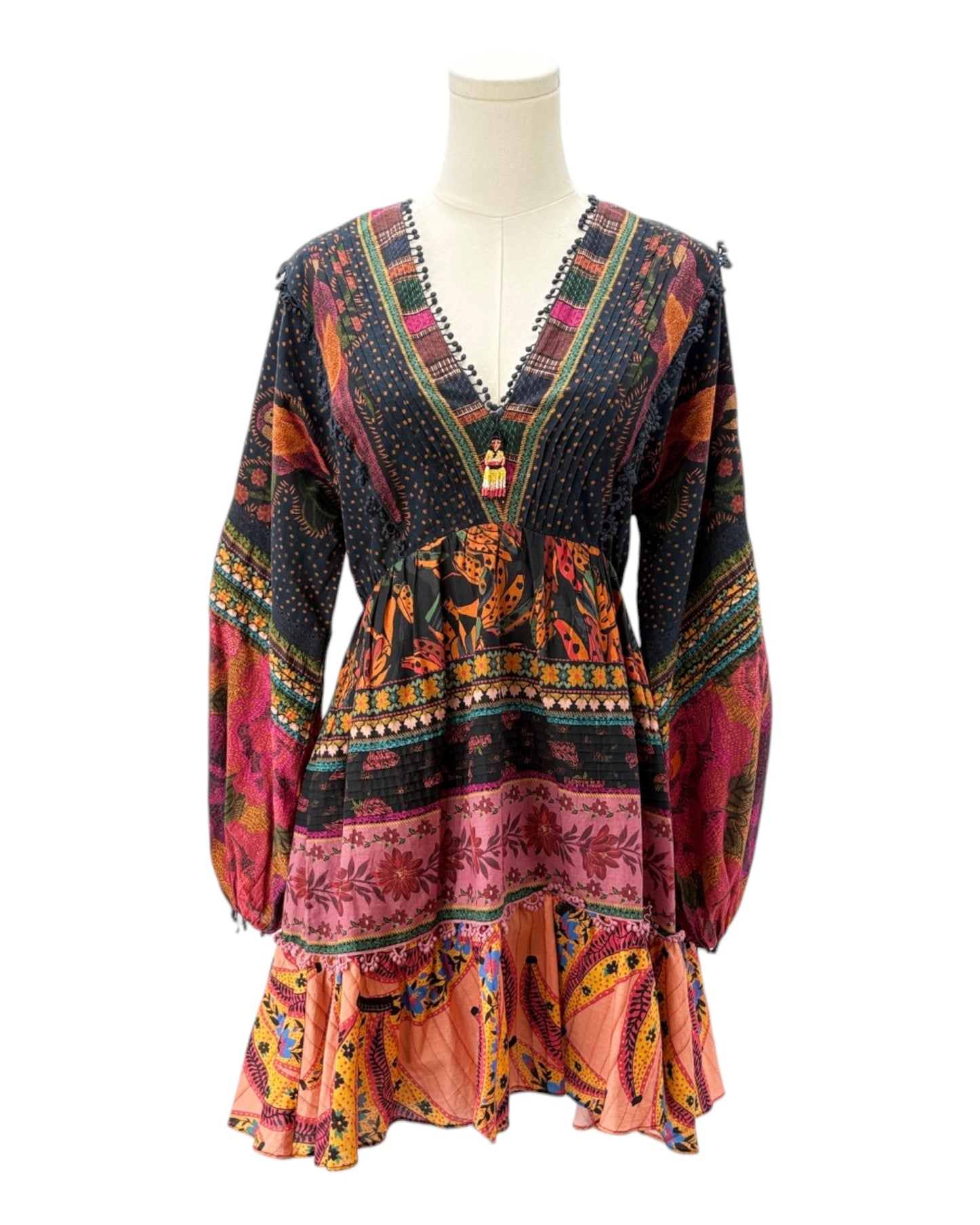 Farm Rio Mixed Patchwork Mini Dress
