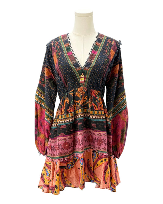 Farm Rio Mixed Patchwork Mini Dress