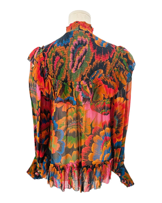 Farm Rio Smocked Flower Blouse