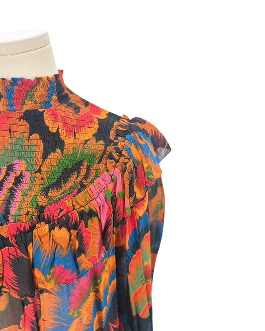Farm Rio Smocked Flower Blouse