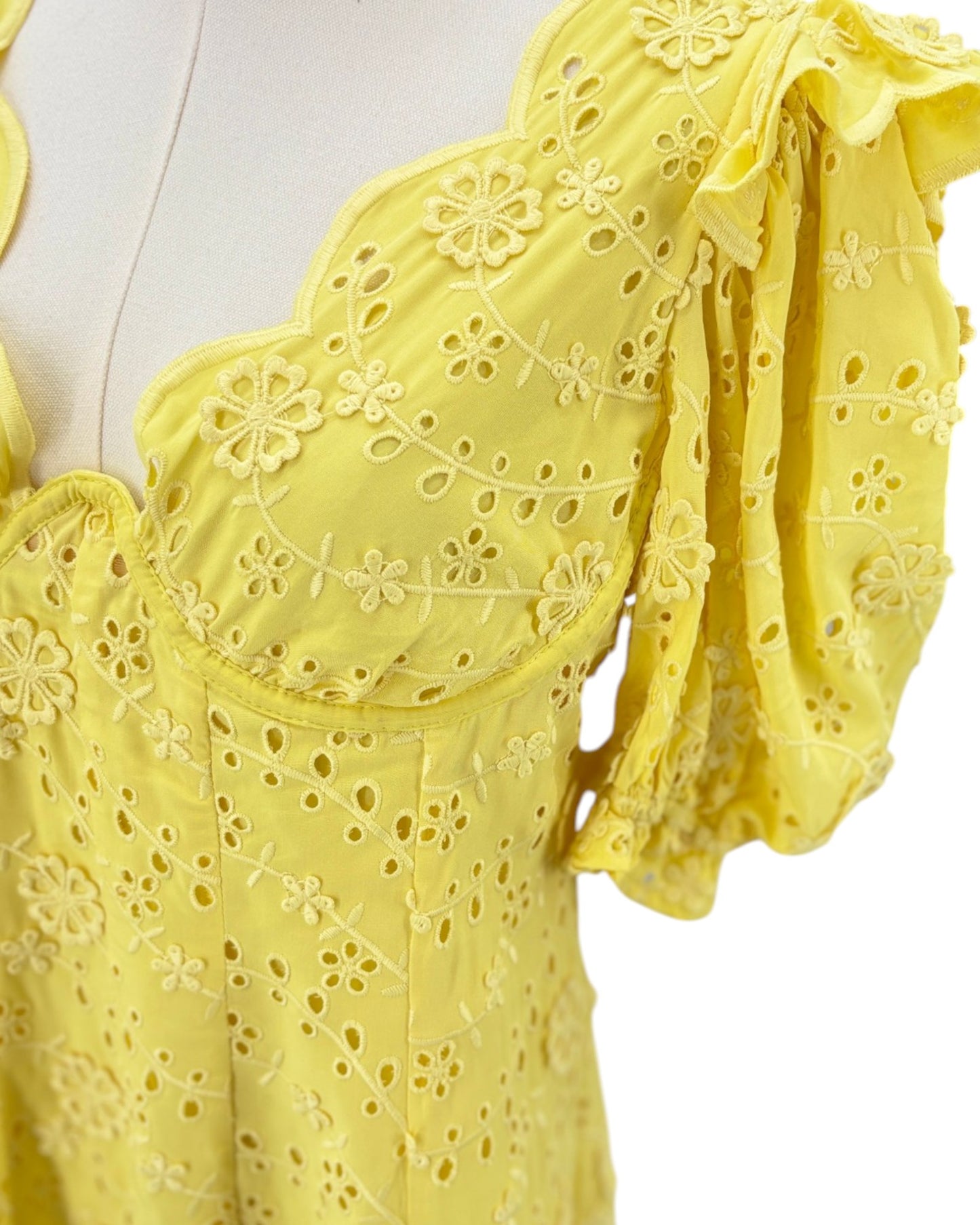 For love and lemons yellow eyelet lace dress 