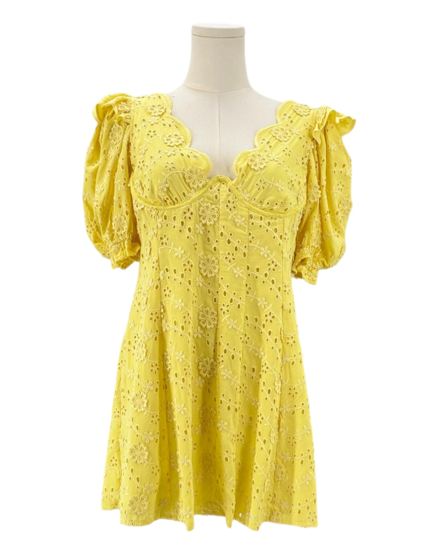 For love and lemons yellow eyelet lace dress 
