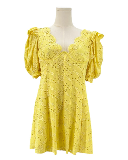 For love and lemons yellow eyelet lace dress 