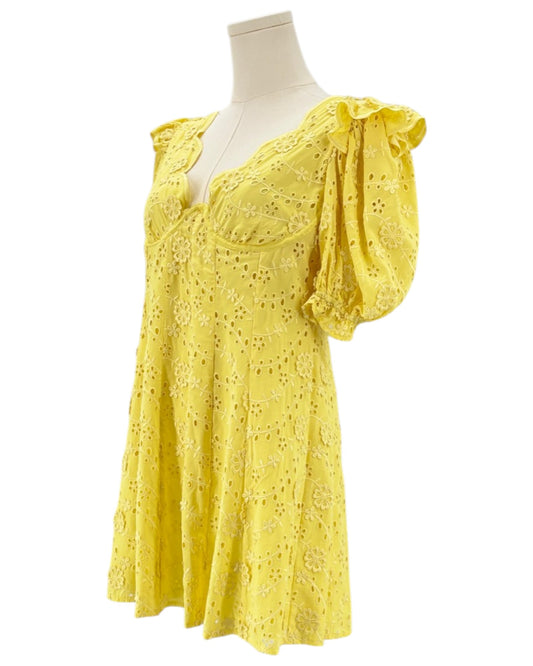 For love and lemons yellow eyelet lace dress 