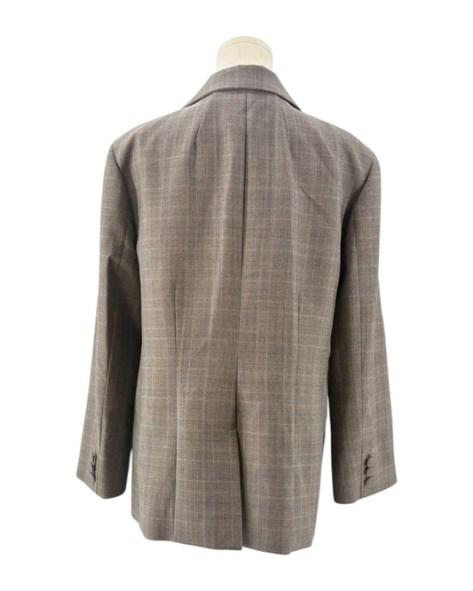 Frame gray checkered blazer on a mannequin against a white background