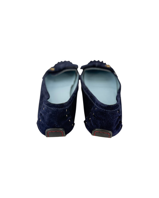 Navy blue suede loafers