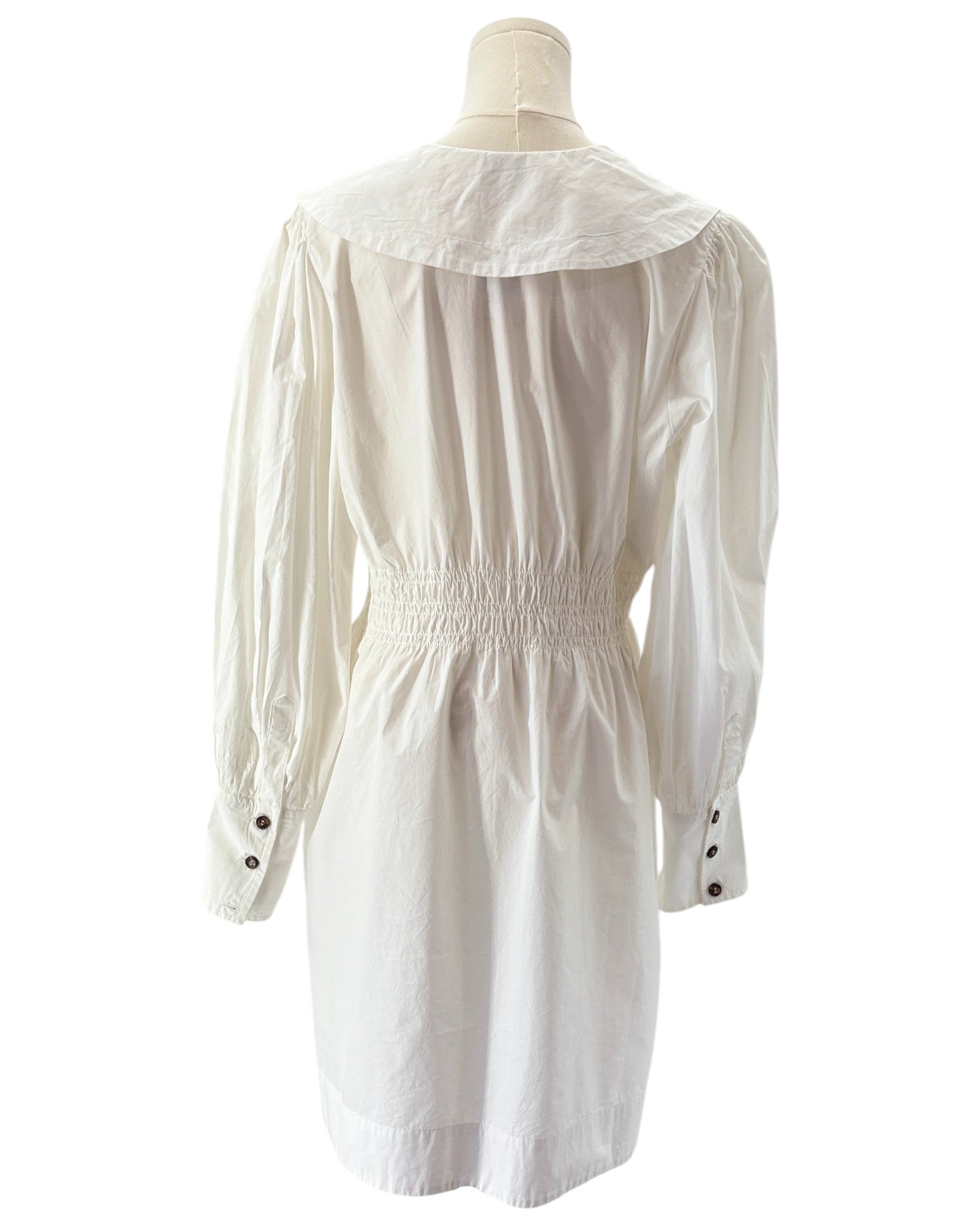 Ganni white dress with poplin collar