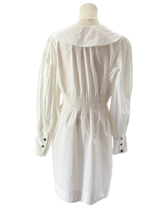 Ganni white dress with poplin collar