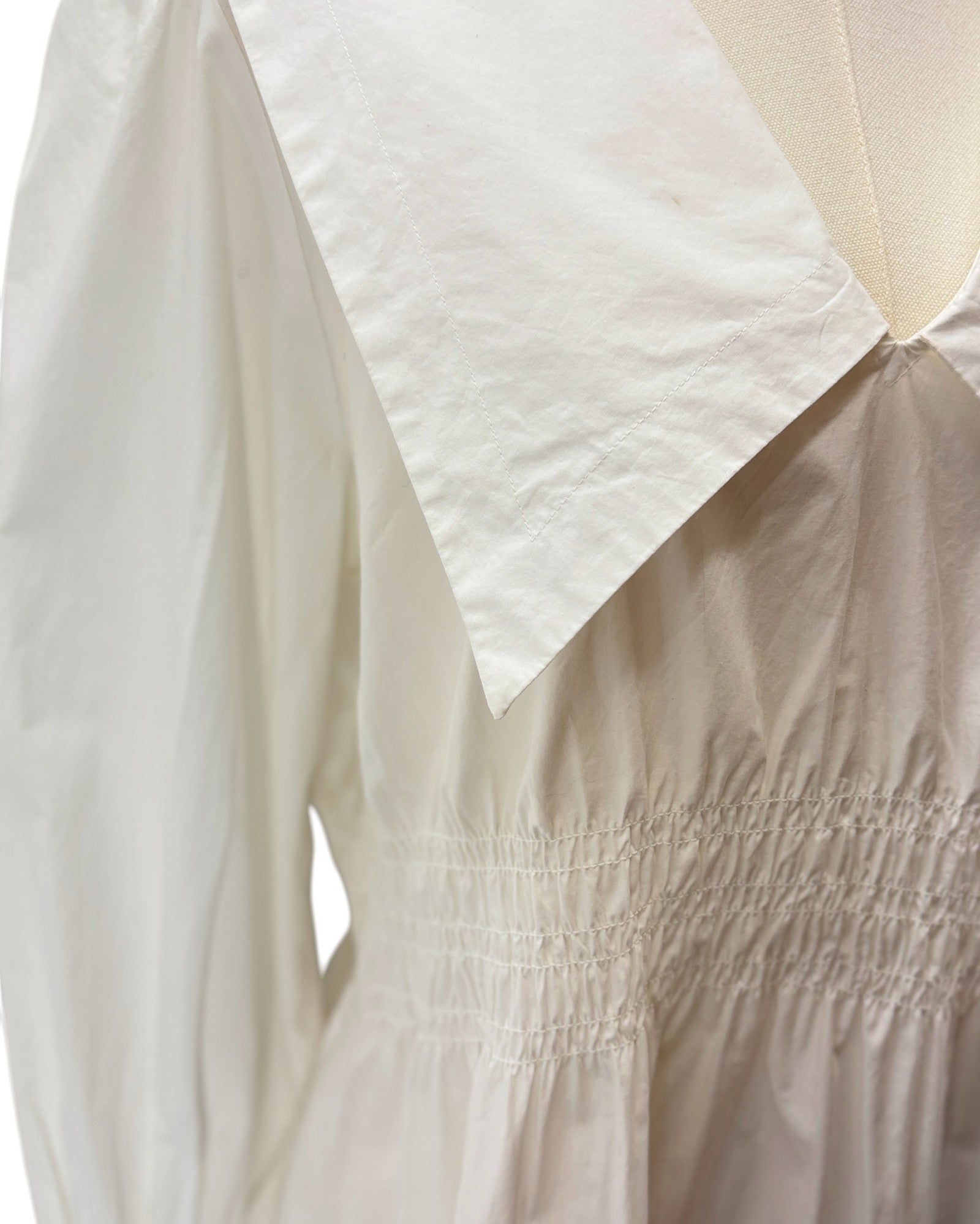 Ganni close up image of the Poplin Mini Dress