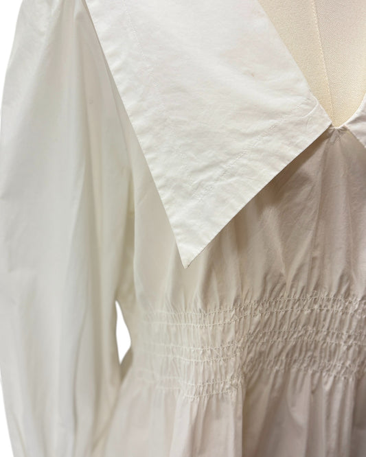 Ganni close up image of the Poplin Mini Dress