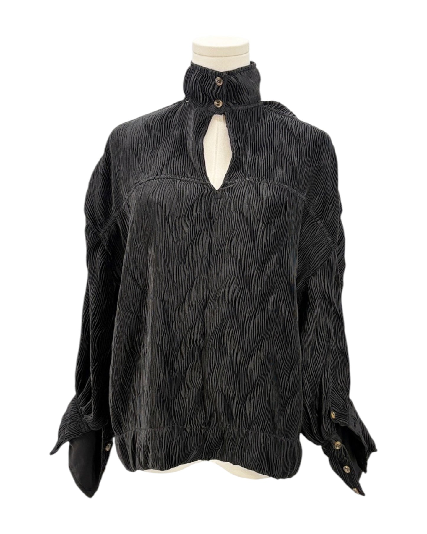 Ganni Pleated Satin Oversized Blouse
