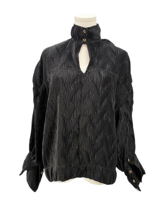 Ganni Pleated Satin Oversized Blouse