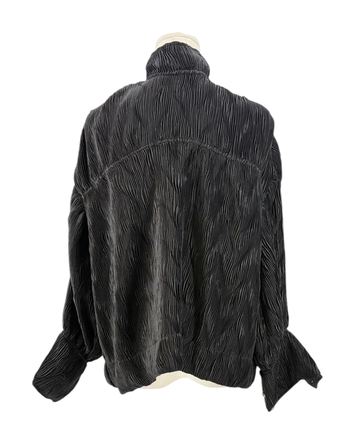 Black textured jacket on a white background
