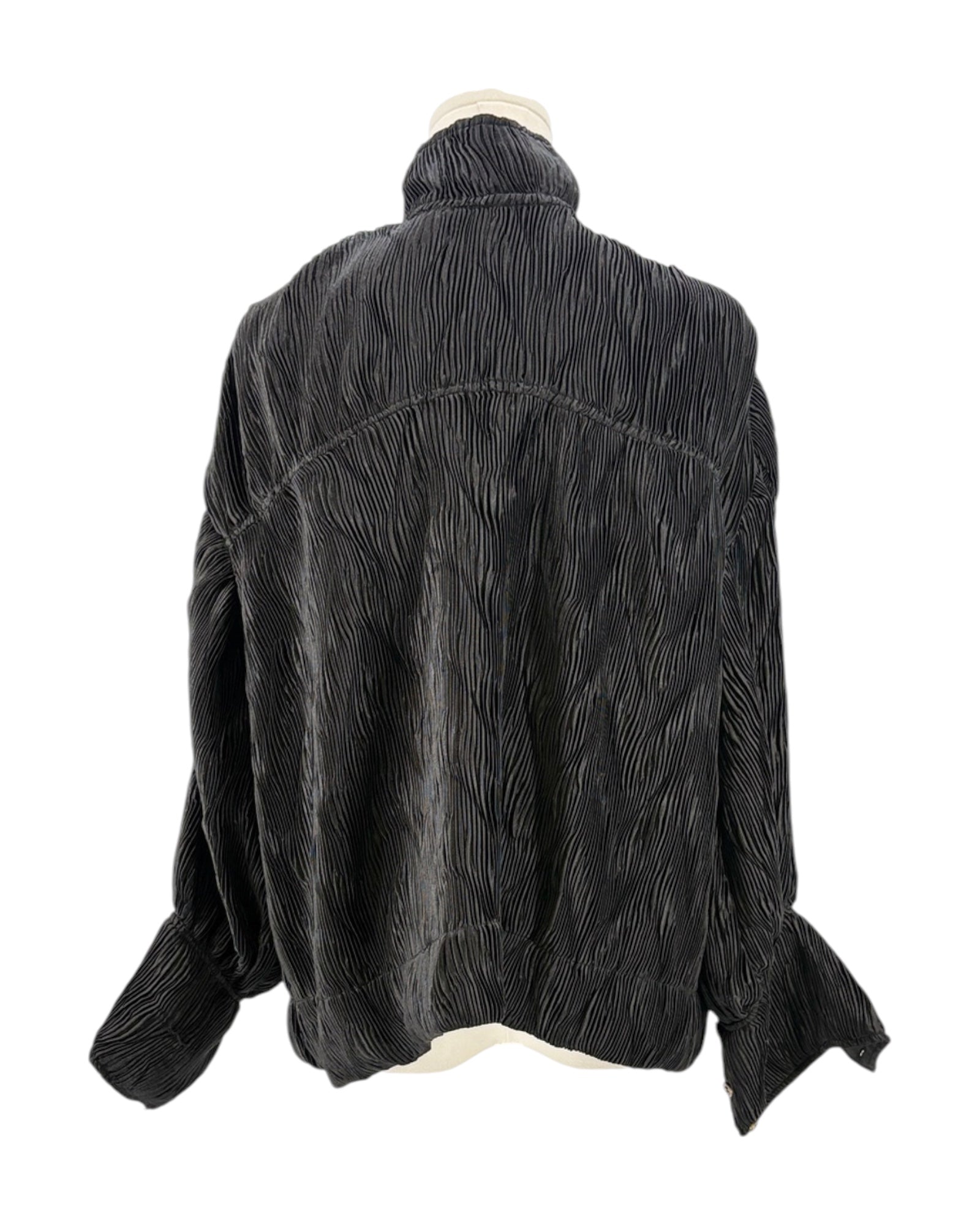 Black textured jacket on a white background