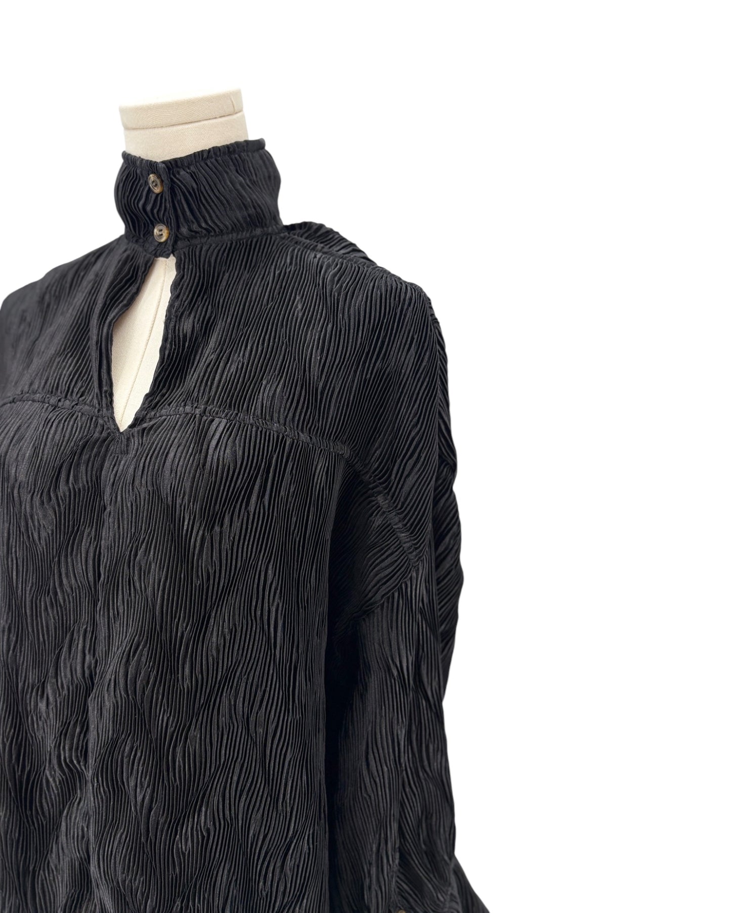 Ganni Pleated Satin Oversized Blouse