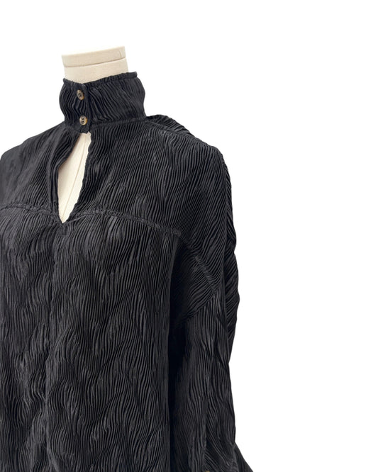 Ganni Pleated Satin Oversized Blouse