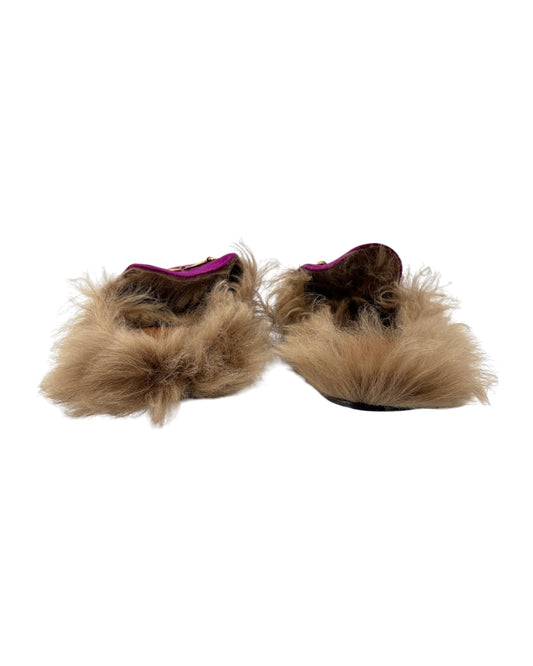 Gucci Velvet Princetown Fur Slide Loafers