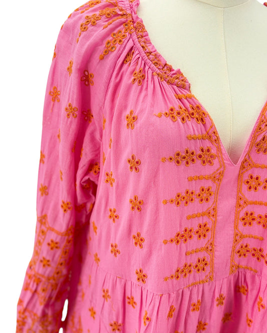 Hale Bob pink dress with orange floral pattern