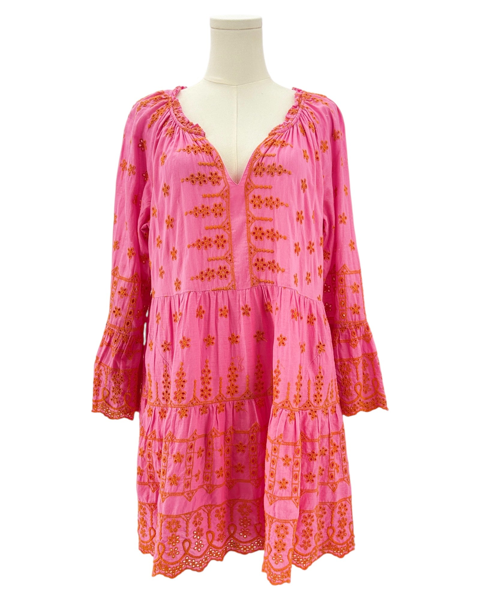 Hale Bob pink dress with orange floral pattern