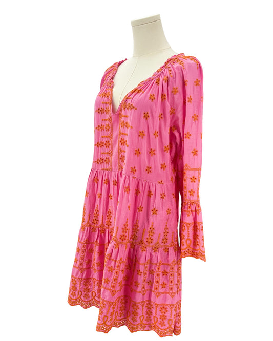 Hale Bob pink dress with orange floral pattern