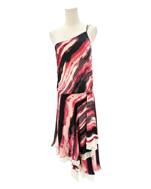 Halston Heritage Watercolor Asymmetrical Dress