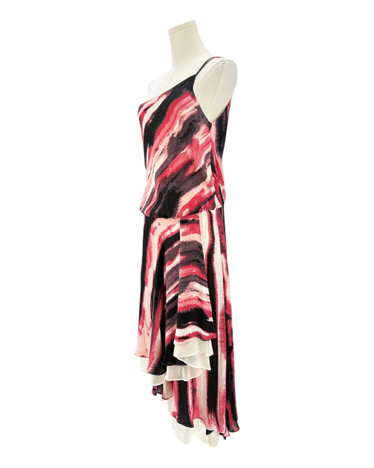Halston Heritage Watercolor Asymmetrical Dress