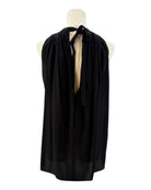 Helmut Lang black sleeveless top on a mannequin against a white background