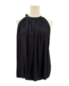 Helmut Lang black sleeveless top on a mannequin against a white background