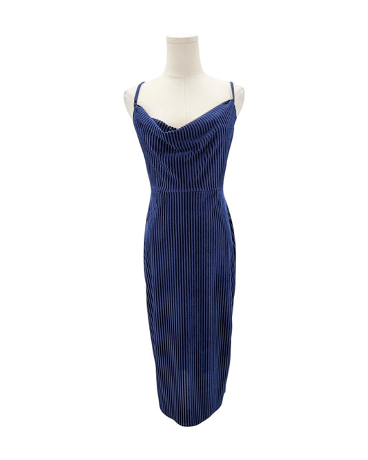 Navy blue dress on a white background
