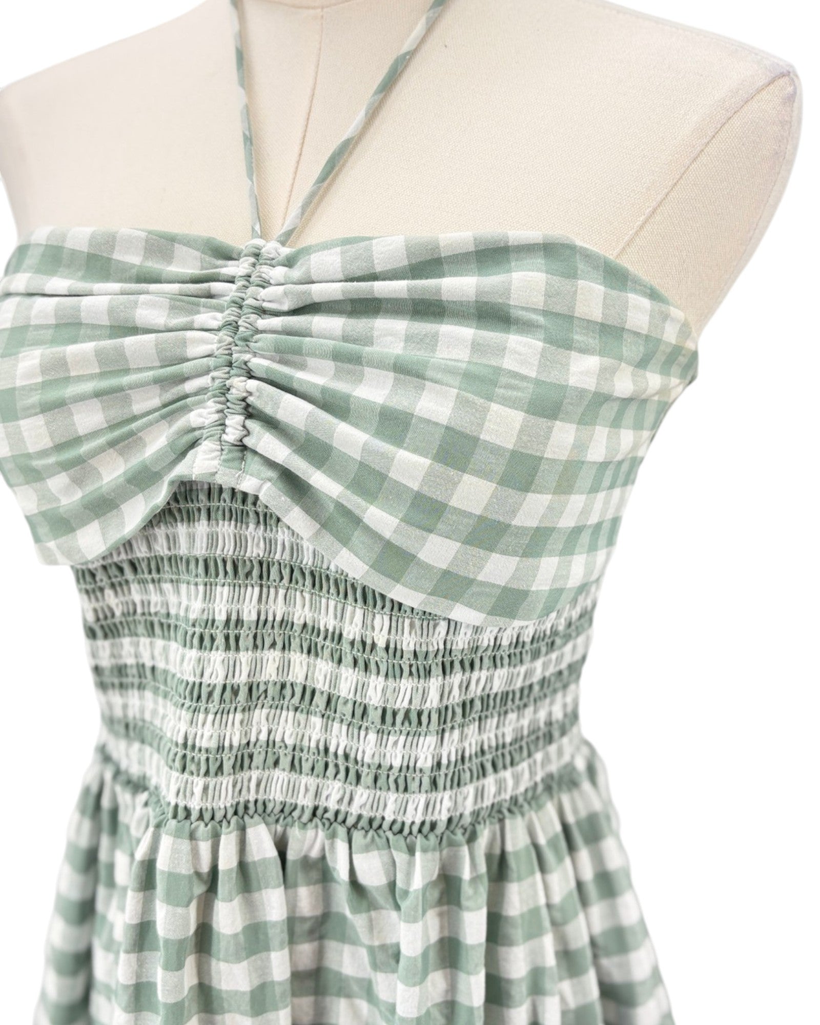 Hunter Bell green and white checkered dress 