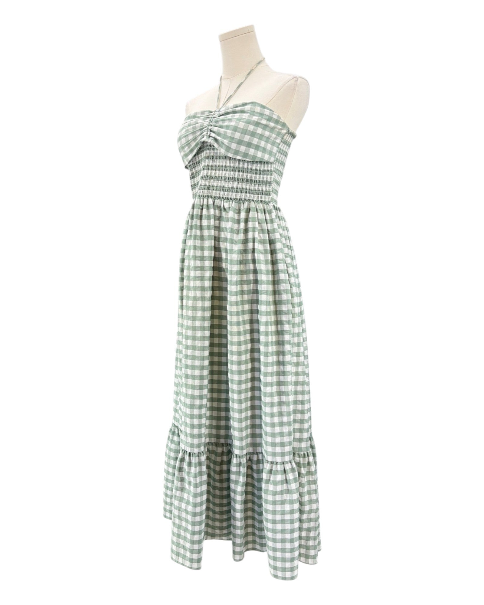 Hunter Bell green and white checkered dress 