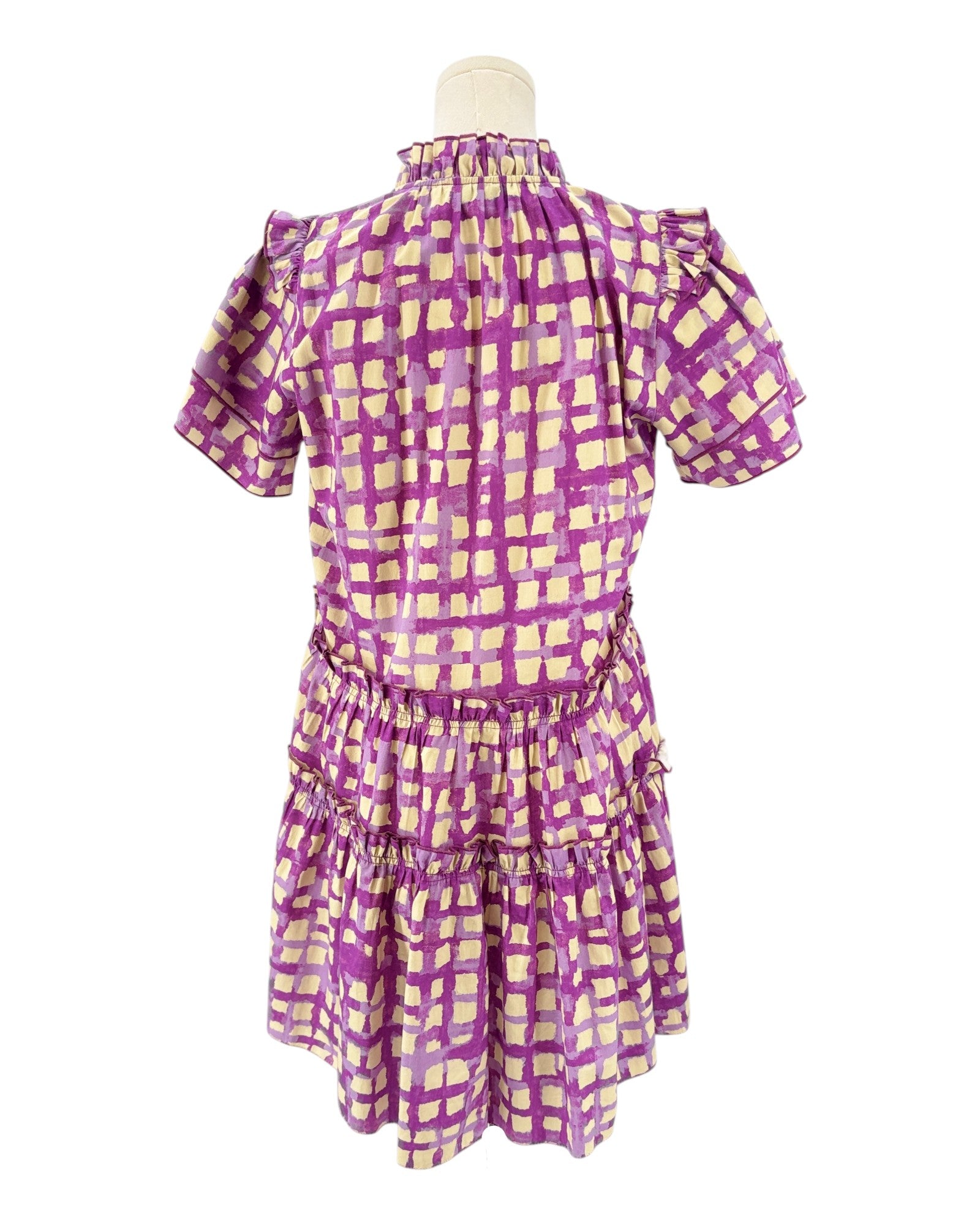 Hunter Bell purple and beige checkered dress 