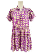 Hunter Bell purple and beige checkered dress 