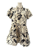 Hunter Bell beige with a black pattern mini dress 