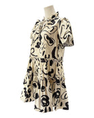 Hunter Bell beige with a black pattern mini dress 