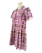 Hunter Bell purple and beige checkered dress 
