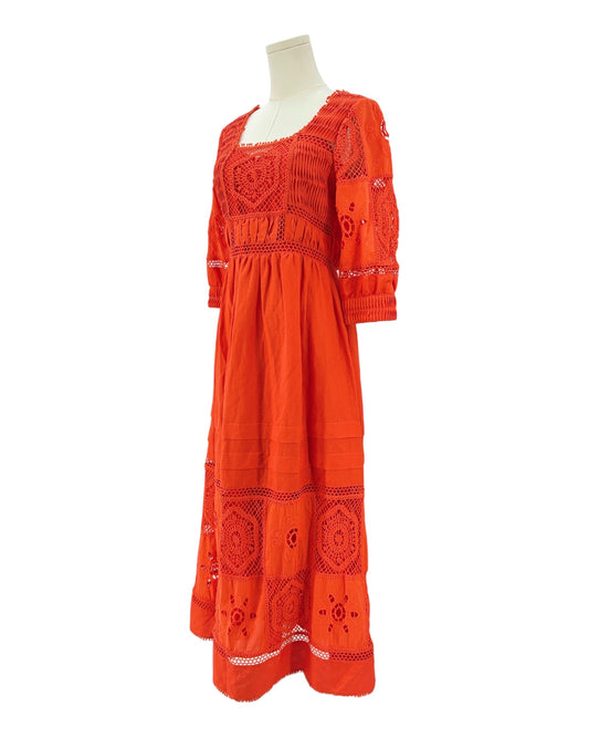 Hunter Bell orange dress with intricate patterns