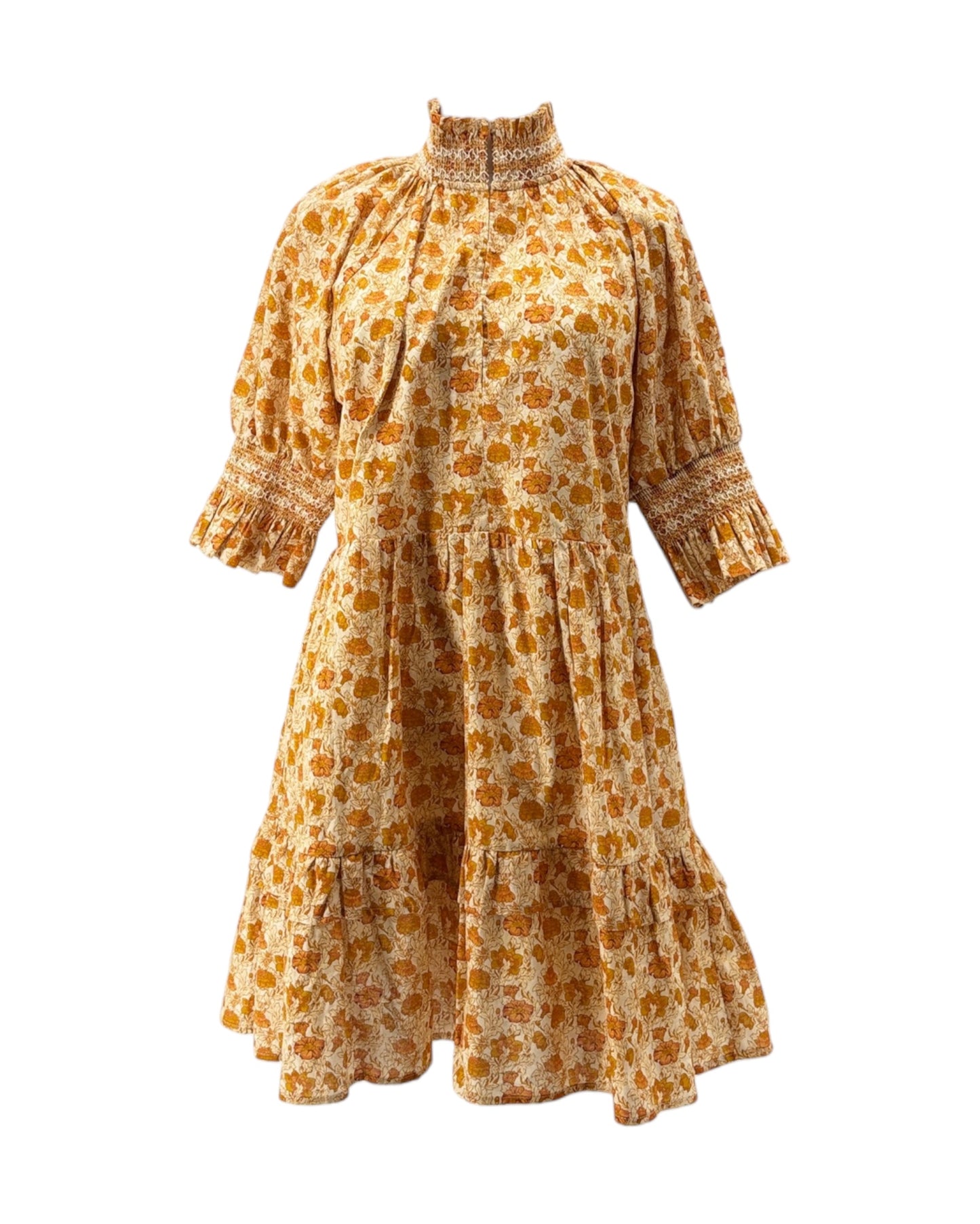 Yellow floral dress on a white background