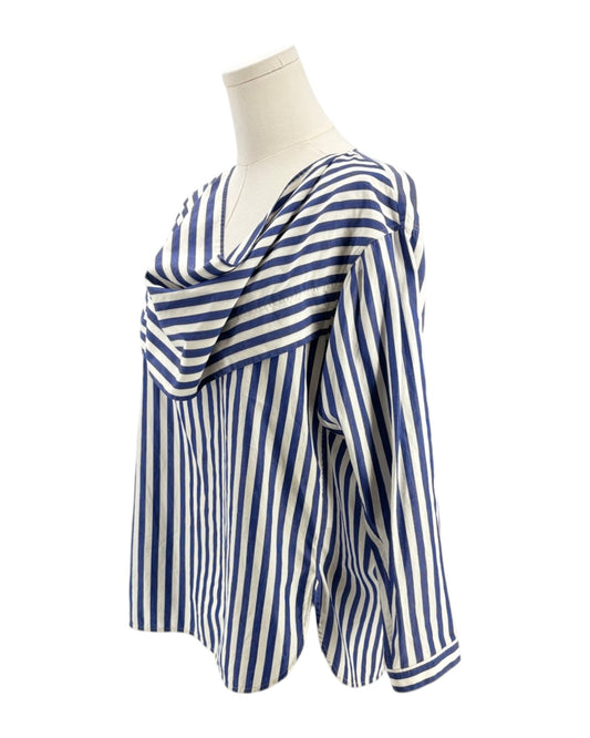 Celine Striped Cowl Neck Blouse