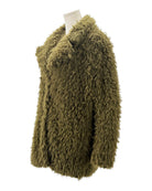 Green fluffy jacket on a white background