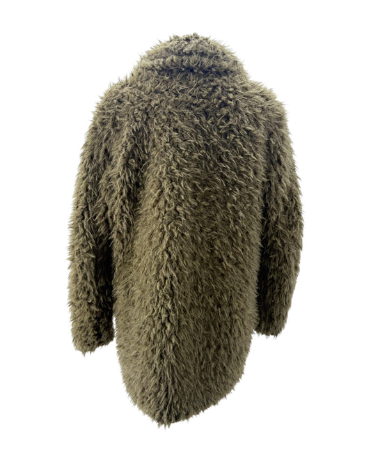 Green fluffy jacket on a white background