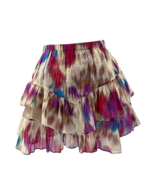 Multicolored tiered skirt on a white background