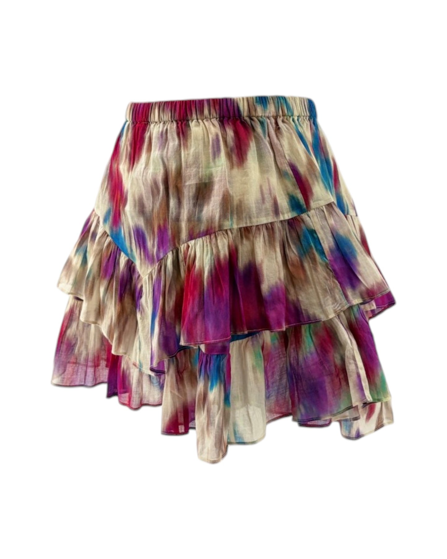 Multicolored tiered skirt on a white background