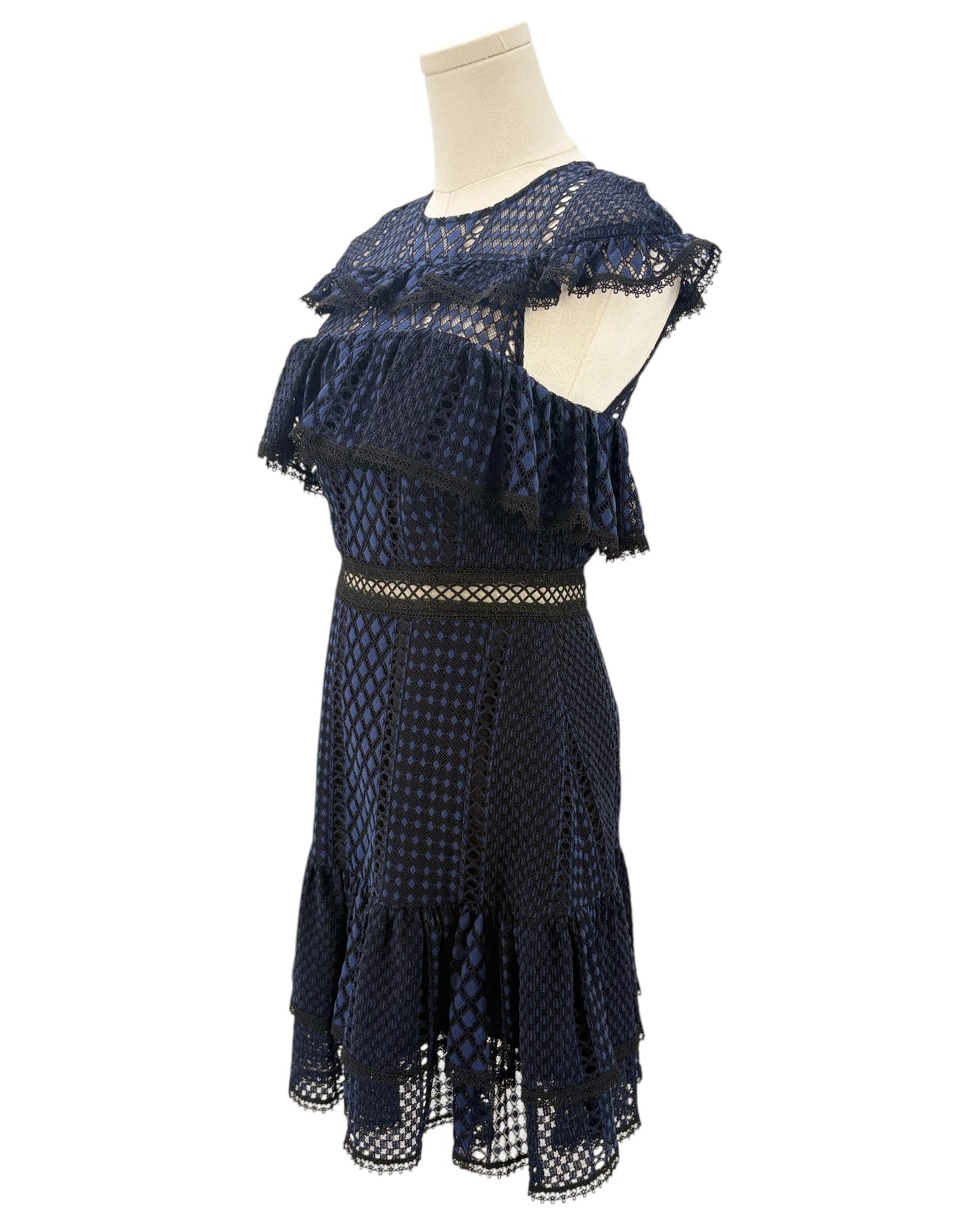 Jay Godfrey navy blue dress with lace details